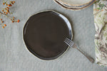 modern side plate in black with fork