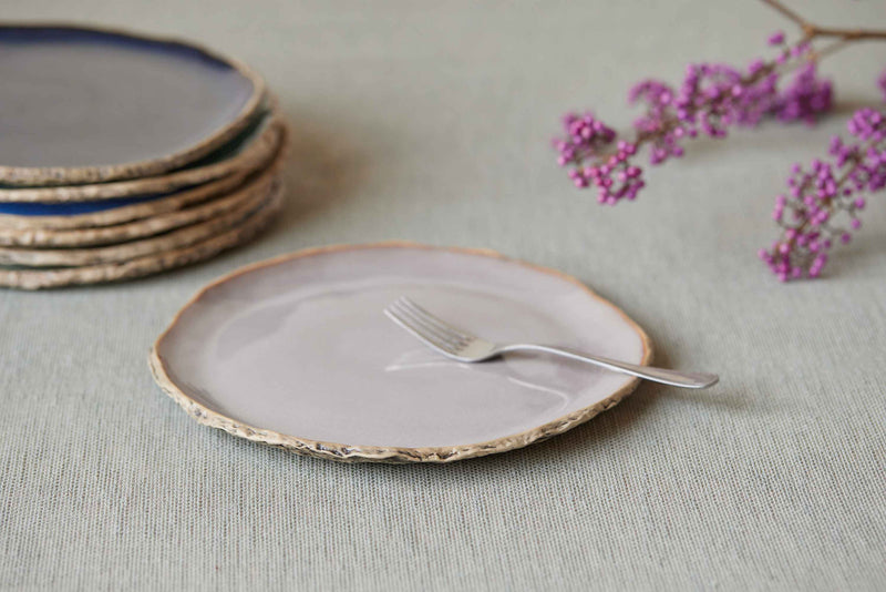 Ceramic cake plate in beautiful taupe color 