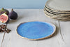 Ceramic Luncheon plate in Blue color named Waterfall Pottery luncheon plate with figs