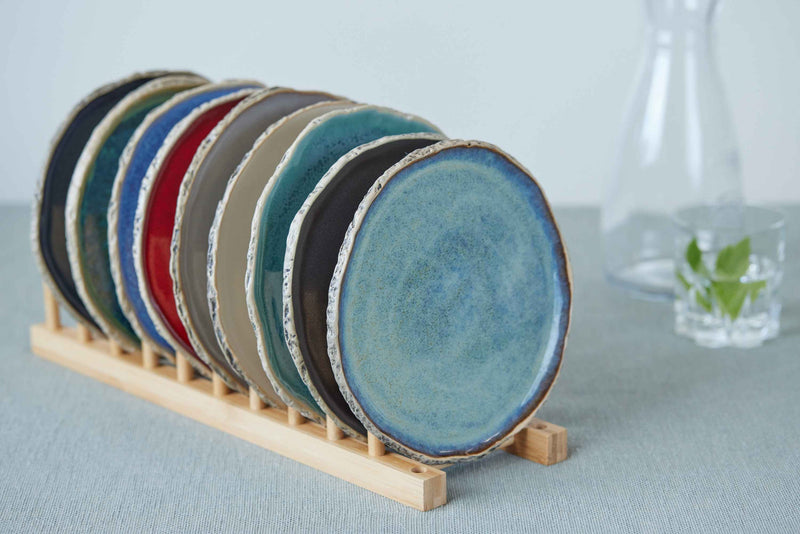 ceramic dinnerware plates in various colours with organic shaped edges This size is the bread plate