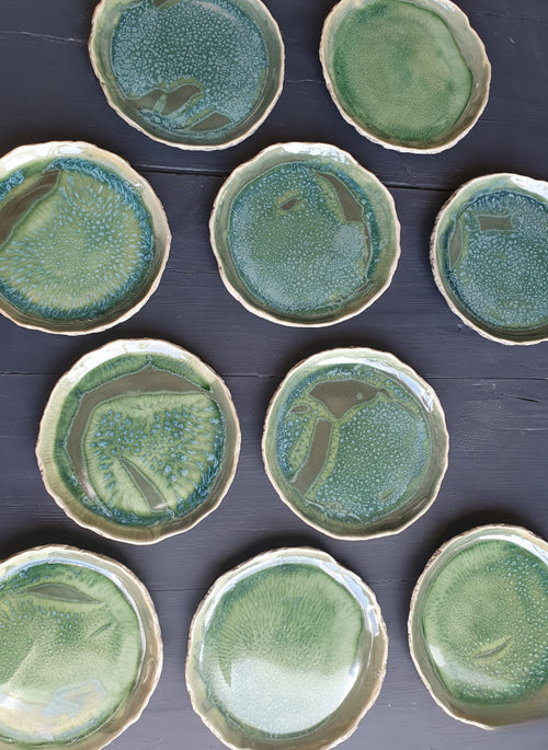 Cake plates set of 2 Green - seconds