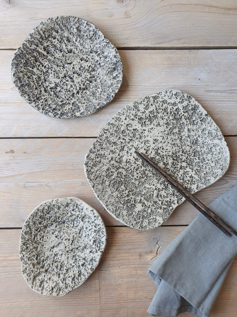 Plate set of 3 "Organic Stone"