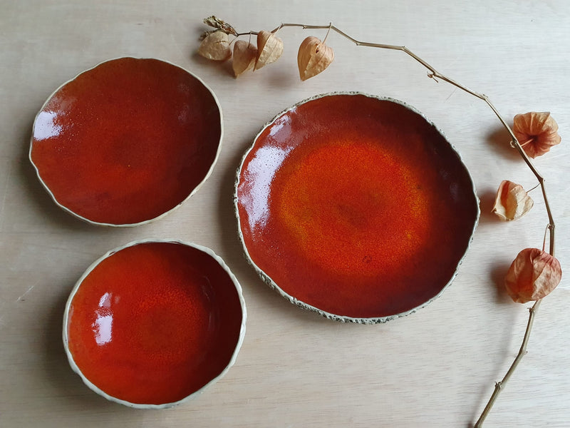 Playful Red set 3 bowls