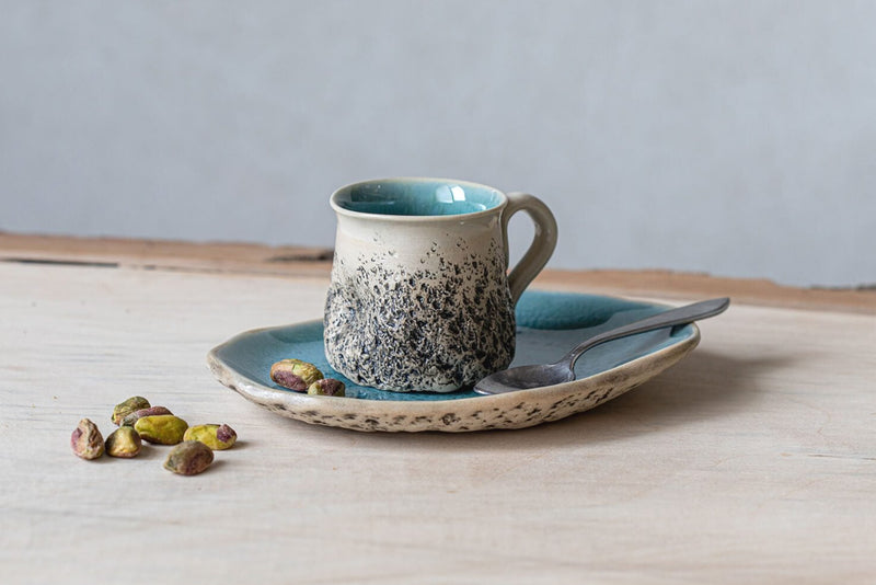 handmade Ceramic cup with saucer 