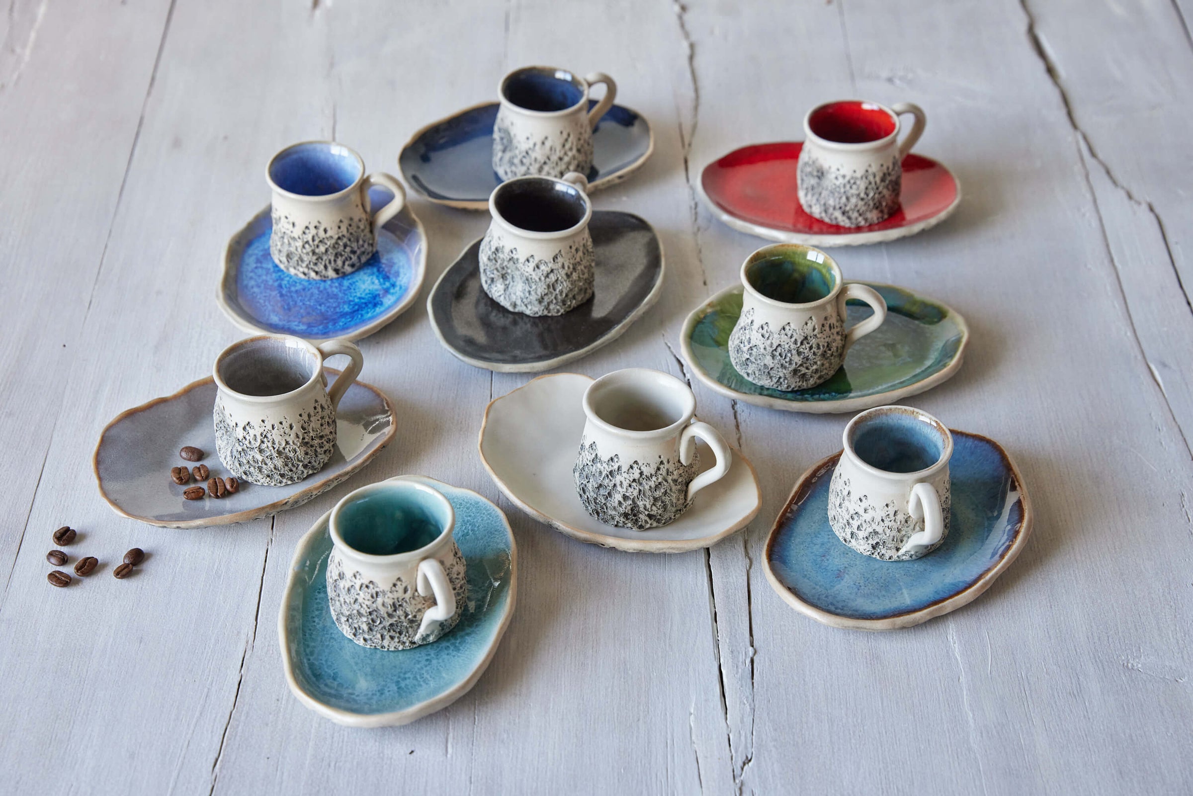 WE collection Unique Ceramic Espresso Cups, 3 oz Demitasse Cups,  Set of 6 Embossed Vintage Glaze Small Espresso Coffee Cups (Blue): Espresso  Cups