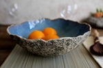 Blue Organic shaped stoneware large bowl
