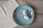 handmade ceramic noodles bowl in blue color