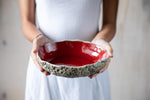 pottery miso bowl held in hands 